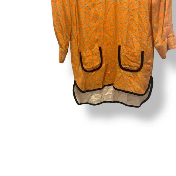 Fendi Tunic Dress Size 40 US 6 Orange Gold Abstract Silk Mod Style Made in Italy - Picture 6 of 16
